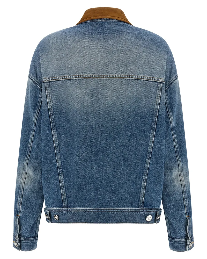 Versace Women's Blue Cotton Denim Jacket Clothing Blue