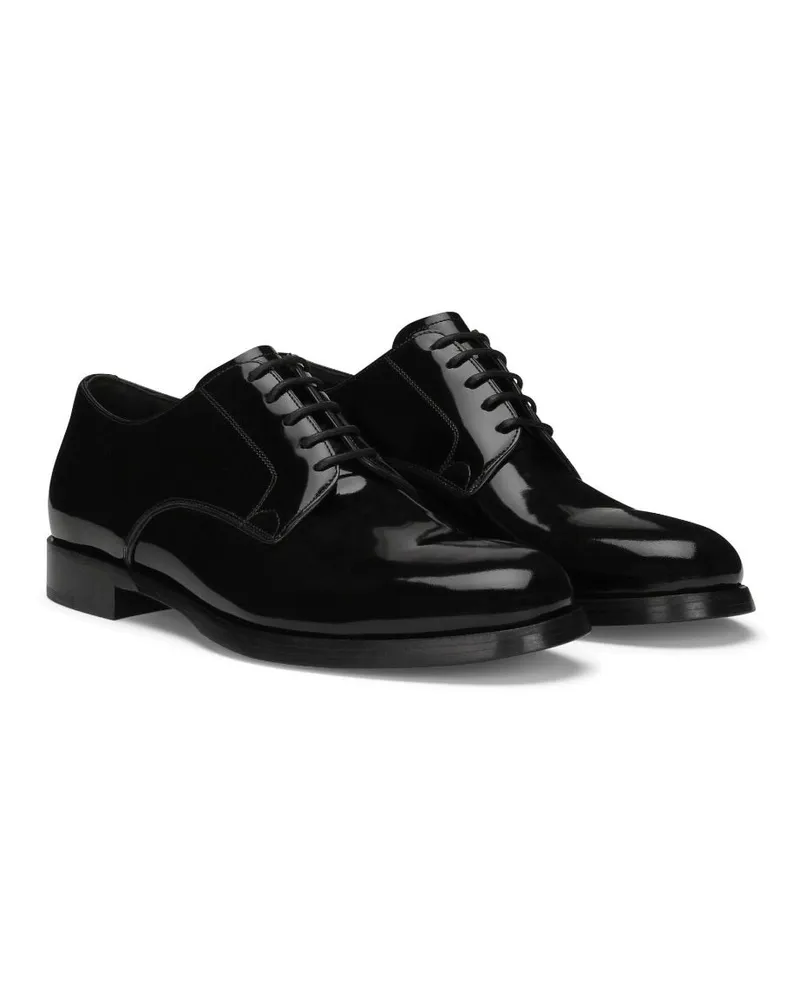 Dolce & Gabbana Patent Leather Derby Shoe — Black Black