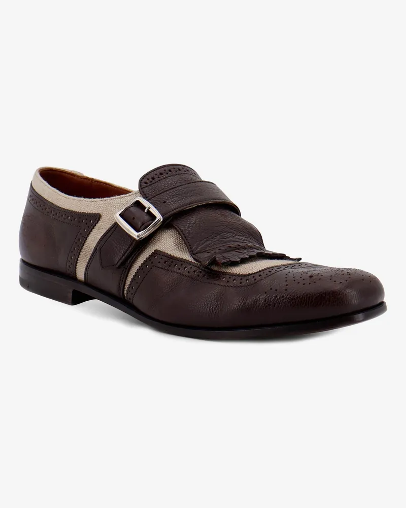 Church's Men's Loafers Shangai Flex Brown Leather-Linen Leather/linen Brown