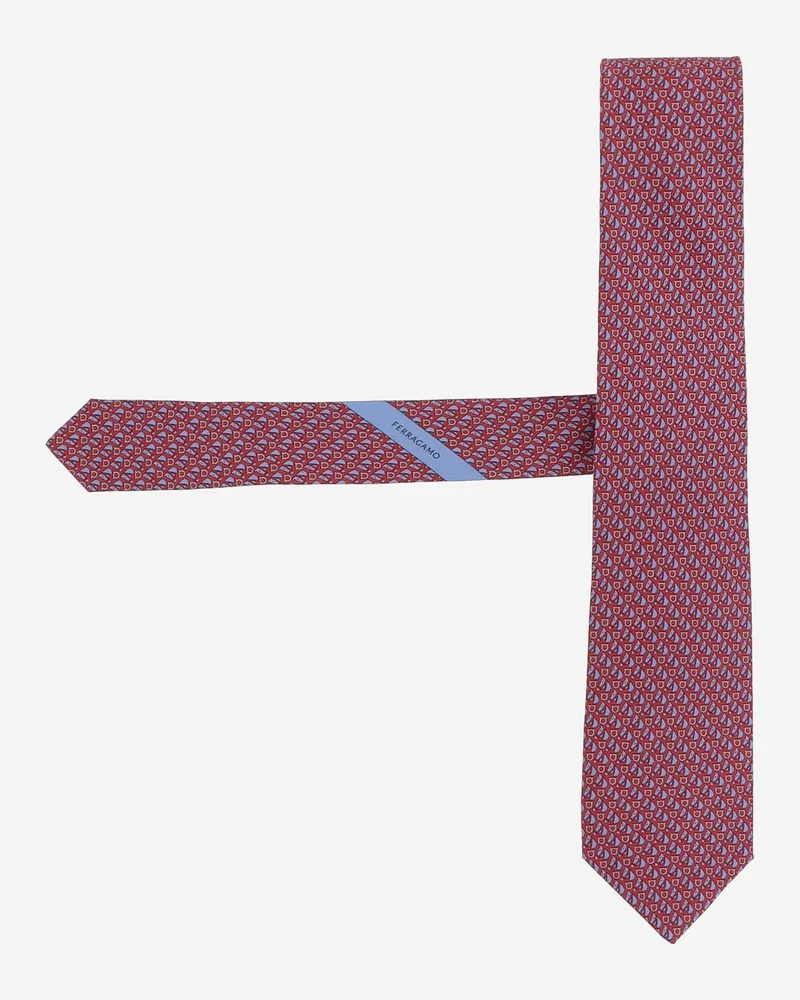 Ferragamo Men's Silk Tie Red Ties & Bow Red