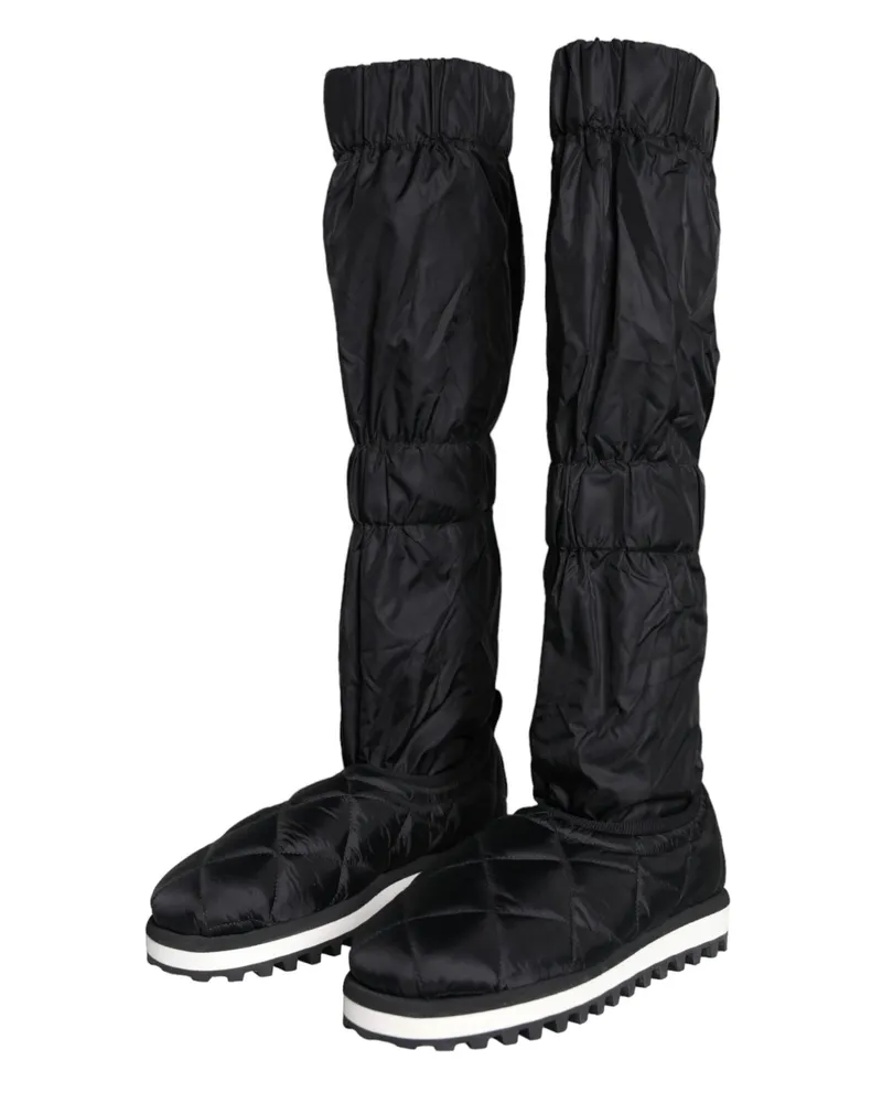 Dolce & Gabbana Men's Black Quilted High Top Boots Sneakers Shoes Fabric Black
