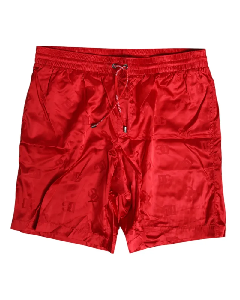 Dolce & Gabbana Men Red Nylon Drawstring Beachwear Shorts Swimwear Red