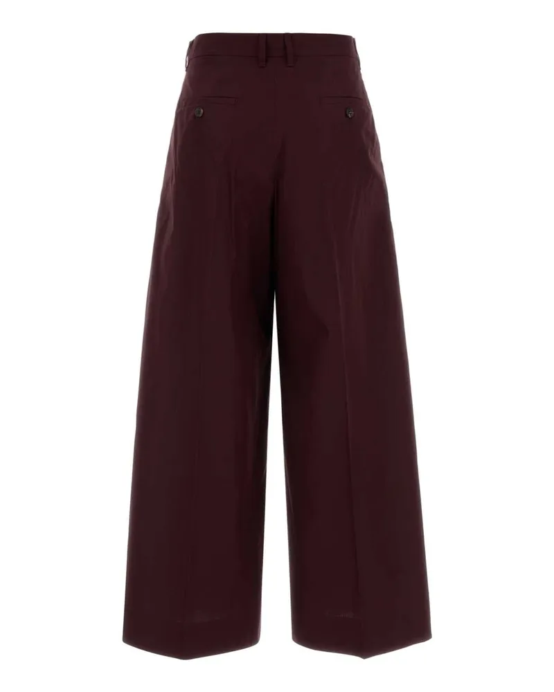 Max Mara Women's Aubergine Poplin Epoca Wide-Leg Pant Rubino Scuro Exterior: Cotton Pantaloni Trousers Aubergine