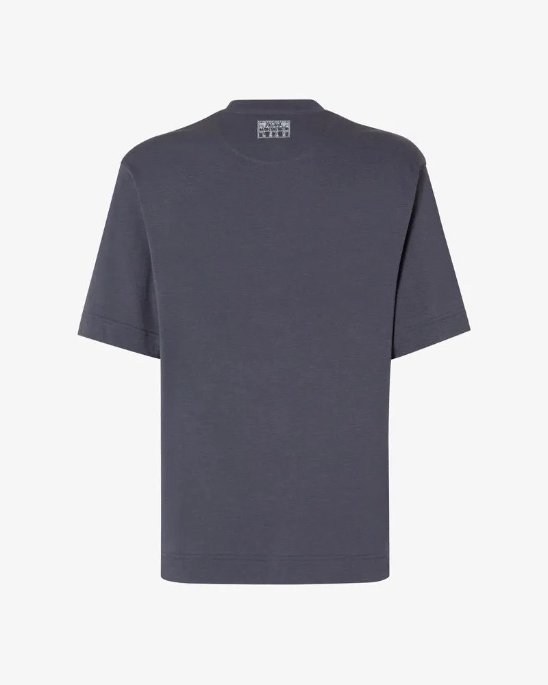 Fendi Logo-Embroidered T-Shirt — Slate Blue Slate