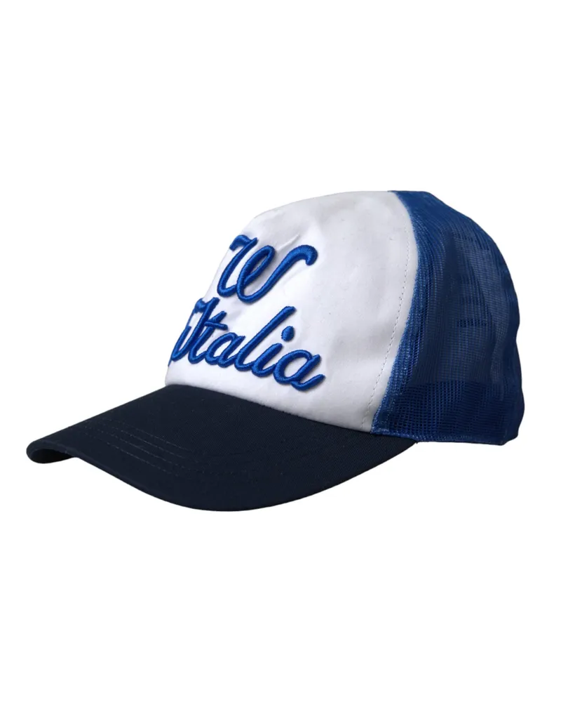 Dolce & Gabbana Women Blue White Black Italia Mesh Baseball Hat Polyester Multicolor