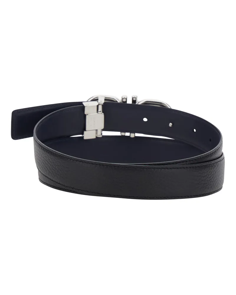 Ferragamo Double Gancini Buckle Belt — Blue Blue