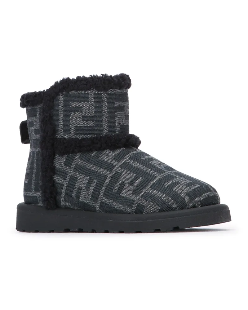 Fendi Boys' Bootie Tessuto Jacquard Ff Grigionero Nylon - Sole: Rubber Stivali / Boot Gray