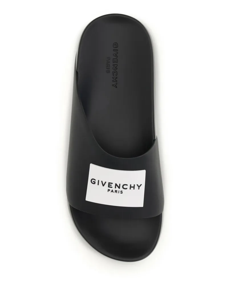 Givenchy Men's Rubber Slippers Label Slide Black Sandal Black