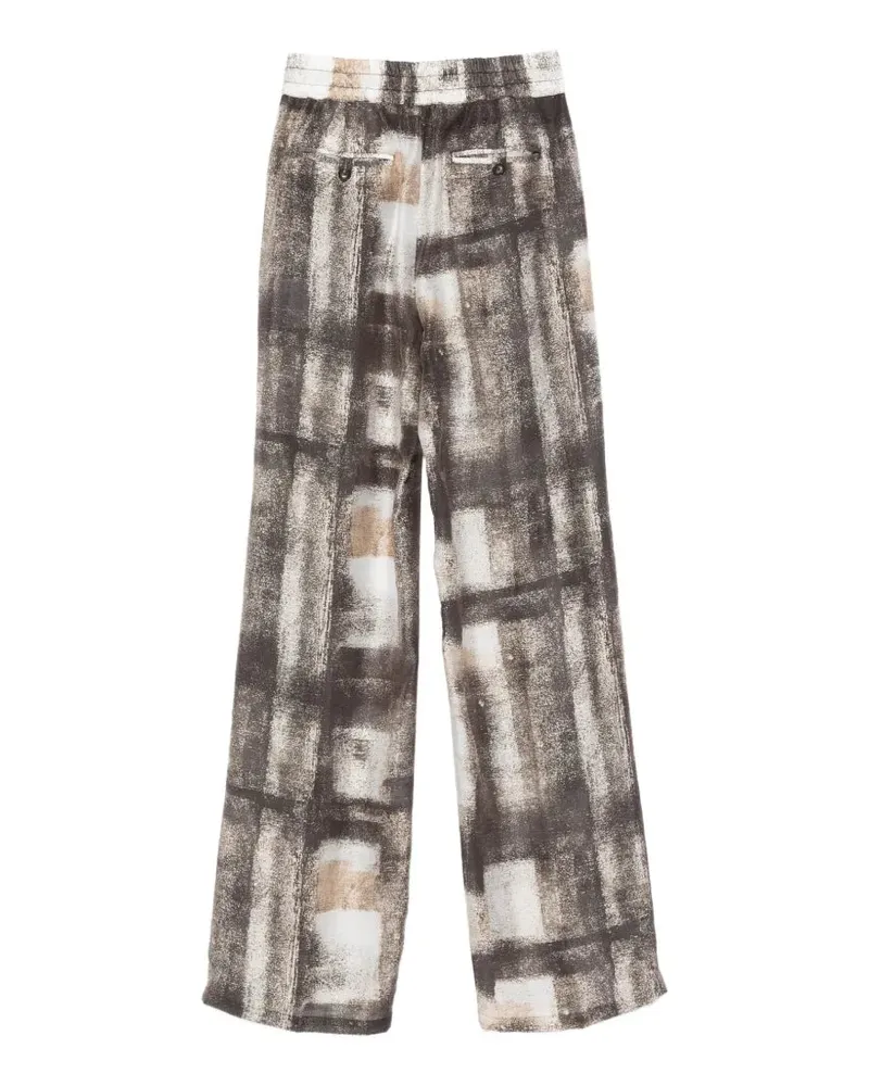 Kiton Women's Abstract-Print Trousers Ss26 W Brown