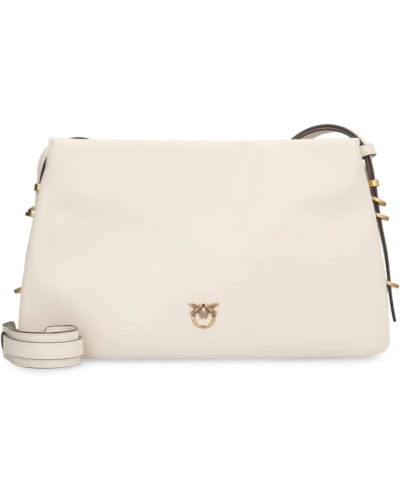 Pinko Women's Leather Crossbody Bag One, Two, Three White Calf Shoulder White