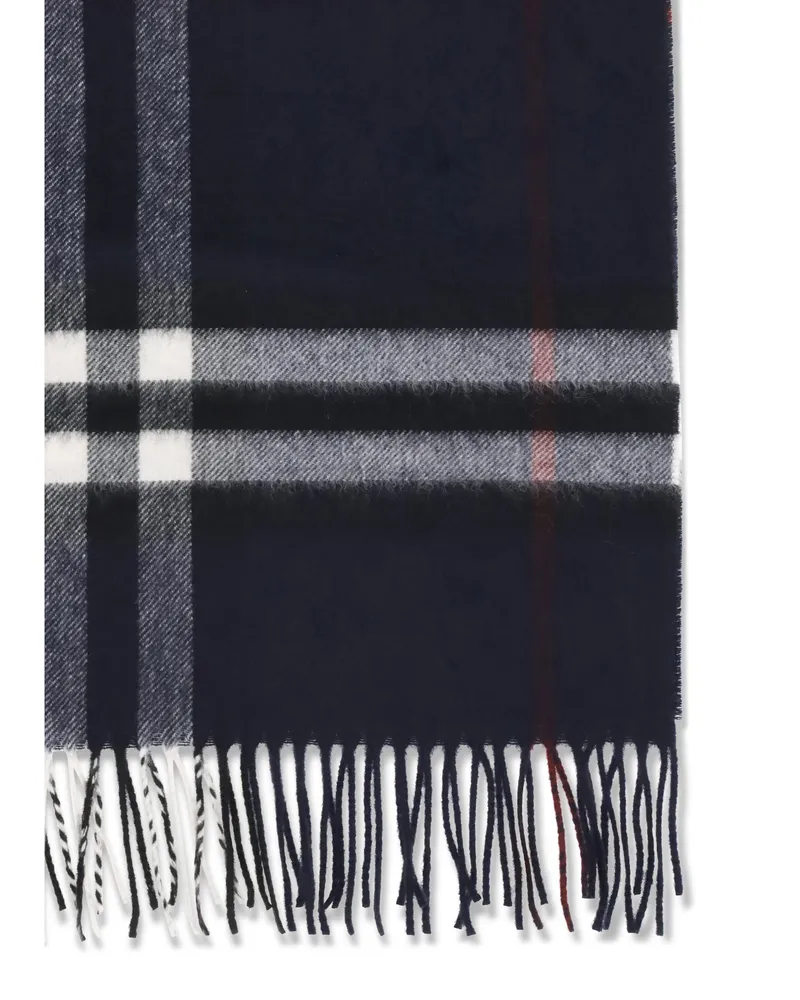 Burberry Cashmere Check Scarf — Navy Navy