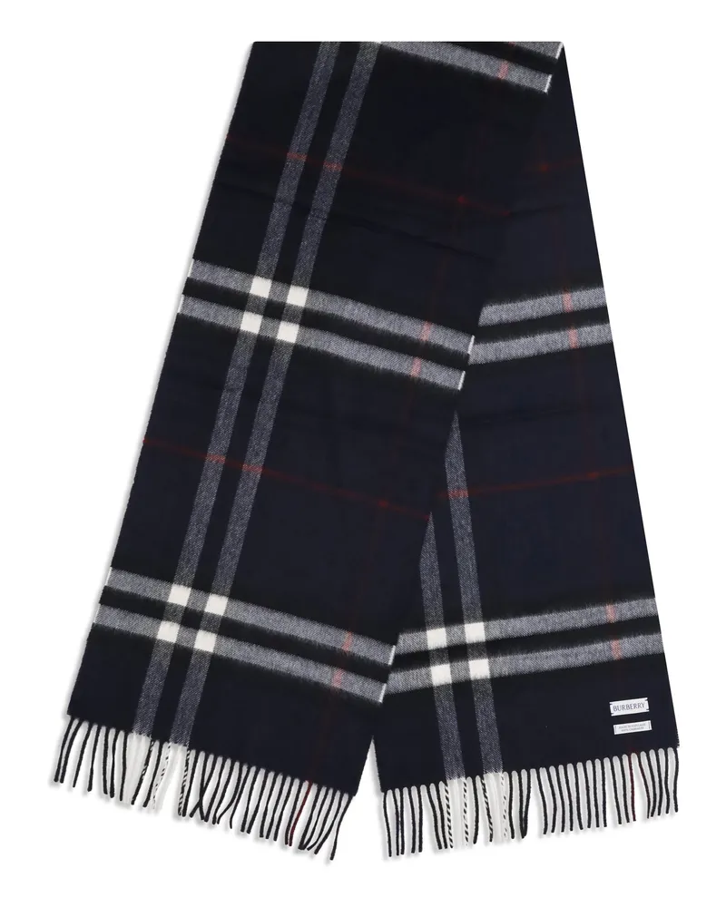 Burberry Cashmere Check Scarf — Navy Navy