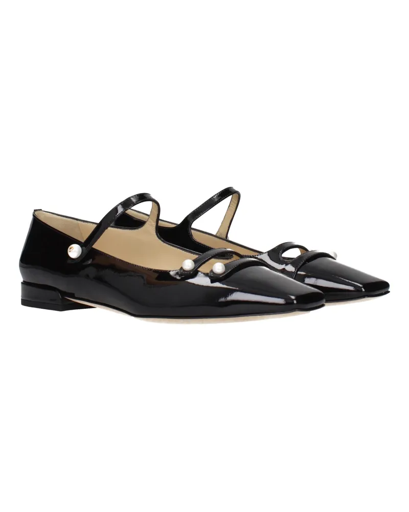 Jimmy Choo Women's Black Leather Ballet Flats Black