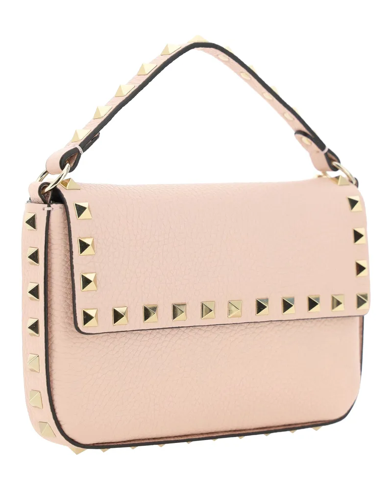 Valentino Garavani Women's Rockstud Mini Pouch Rose Quartz Calf Leather Bos Taurus Shoulder Bags Pink