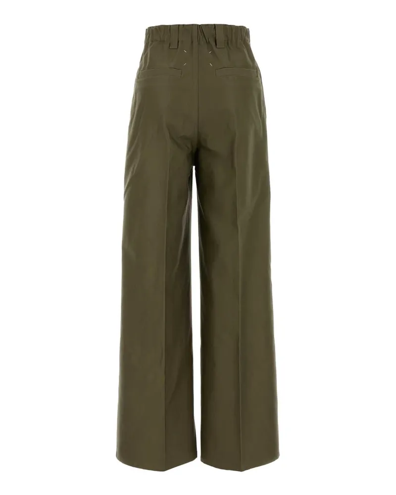Maison Margiela Women's Army Green Cotton Wide-Leg Pant Kaki Pantaloni Green