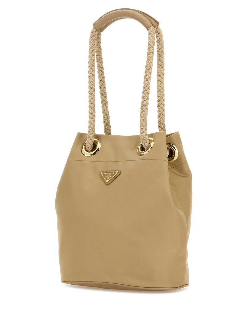Prada Women's Sand Re-Nylon  Mariner Bucket Bag Cammello Poliammidericiclata-Vitello Borse A Secchiello Beige