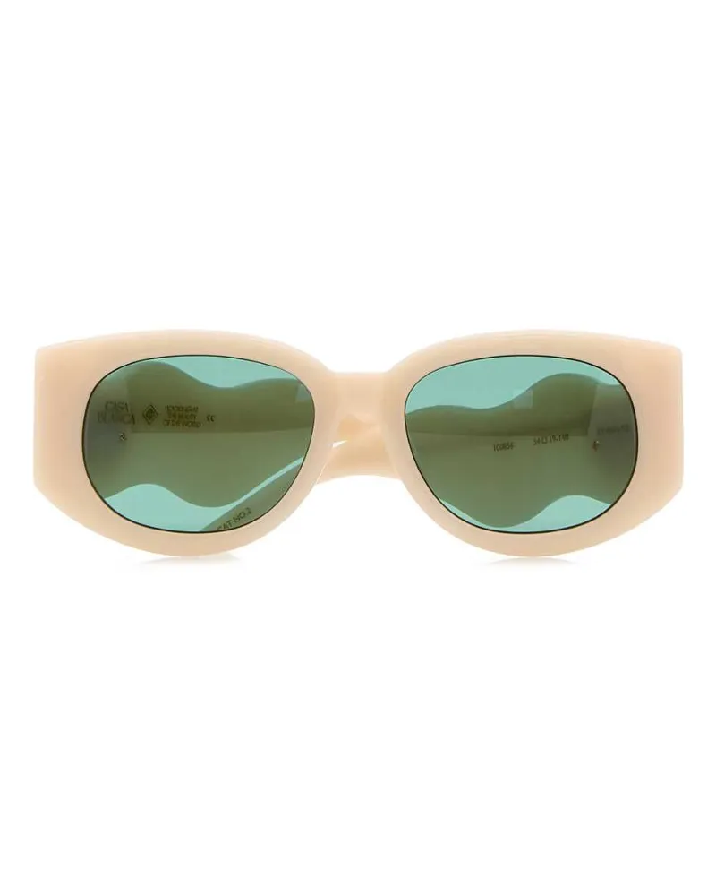 Casablanca Paris Unisex Ivory Acetate Sunglasses Creamyellowgoldsolidgreen Exterior: Occhiali Da Sole Beige