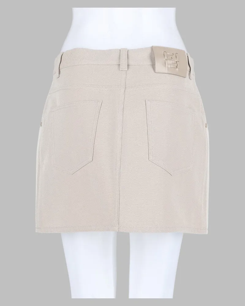 Fendi Cotton Jacquard Drill Skirt — White White