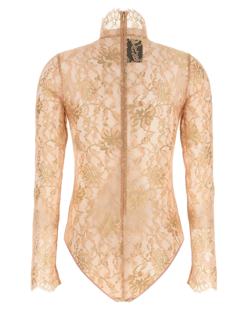 Valentino Garavani Floral Lace Bodysuit — Pink Pink