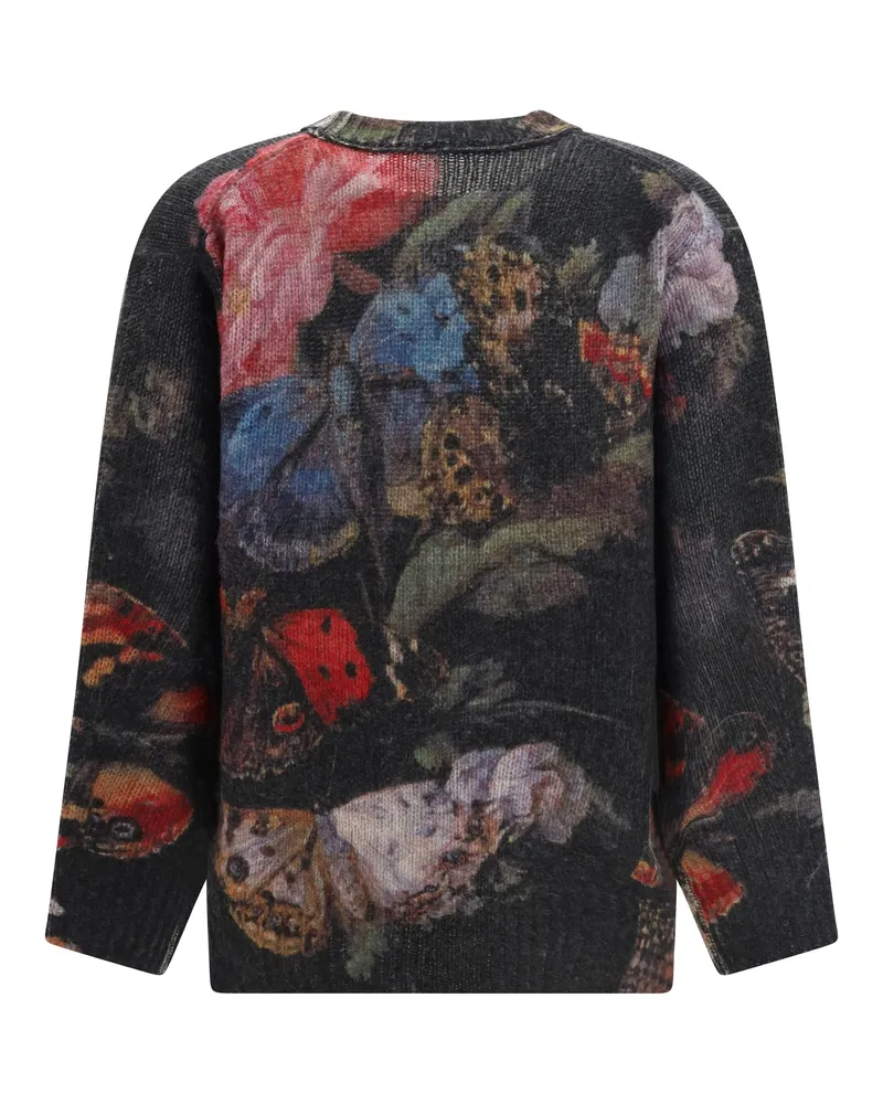 R13 Butterfly and Floral Jacquard Cashmere Sweater — Multicolor Multicolor