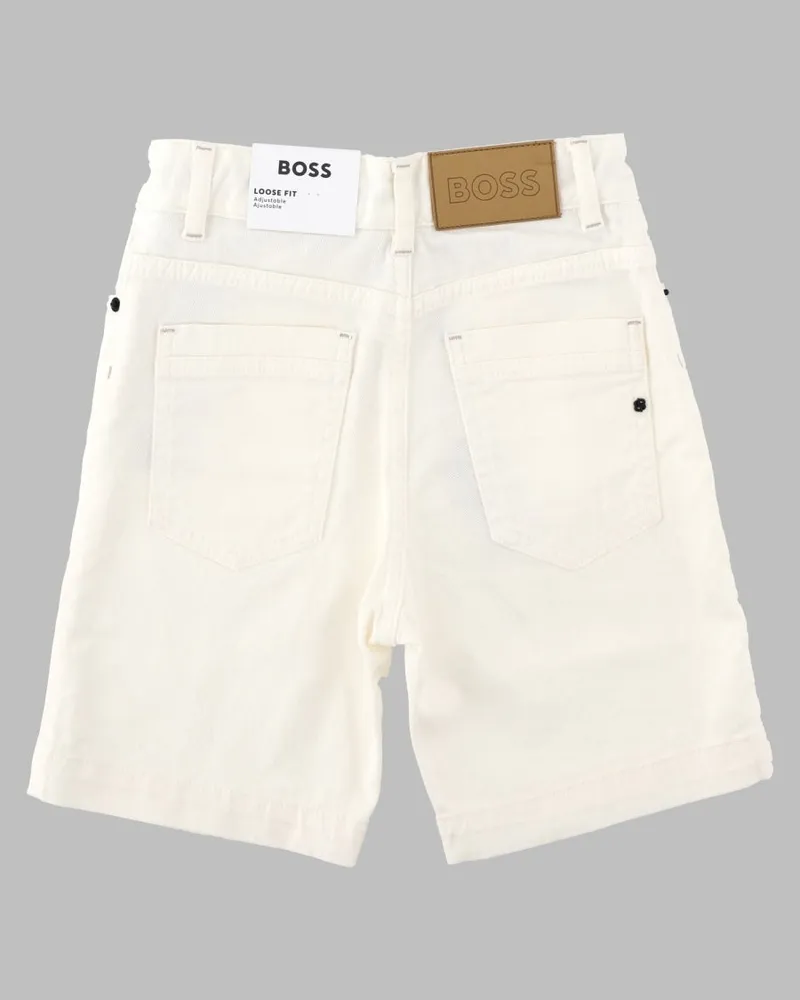 HUGO BOSS Logo-Detail Denim Shorts — White White