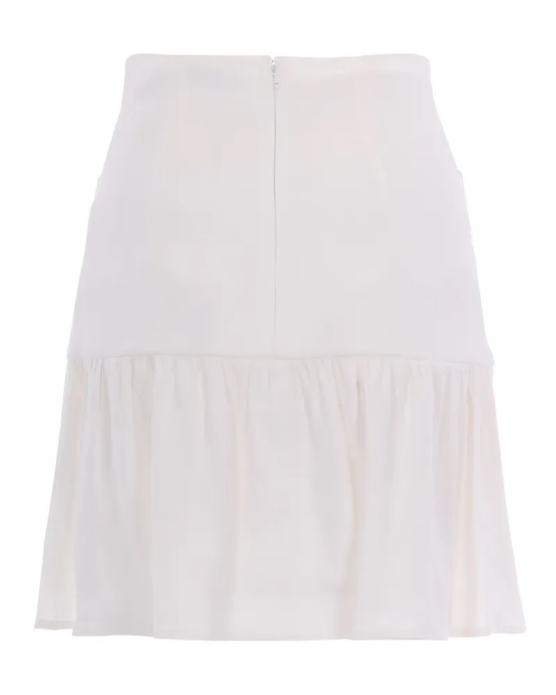 Elisabetta Franchi Women's Skirt Gathered Ivory Linen White