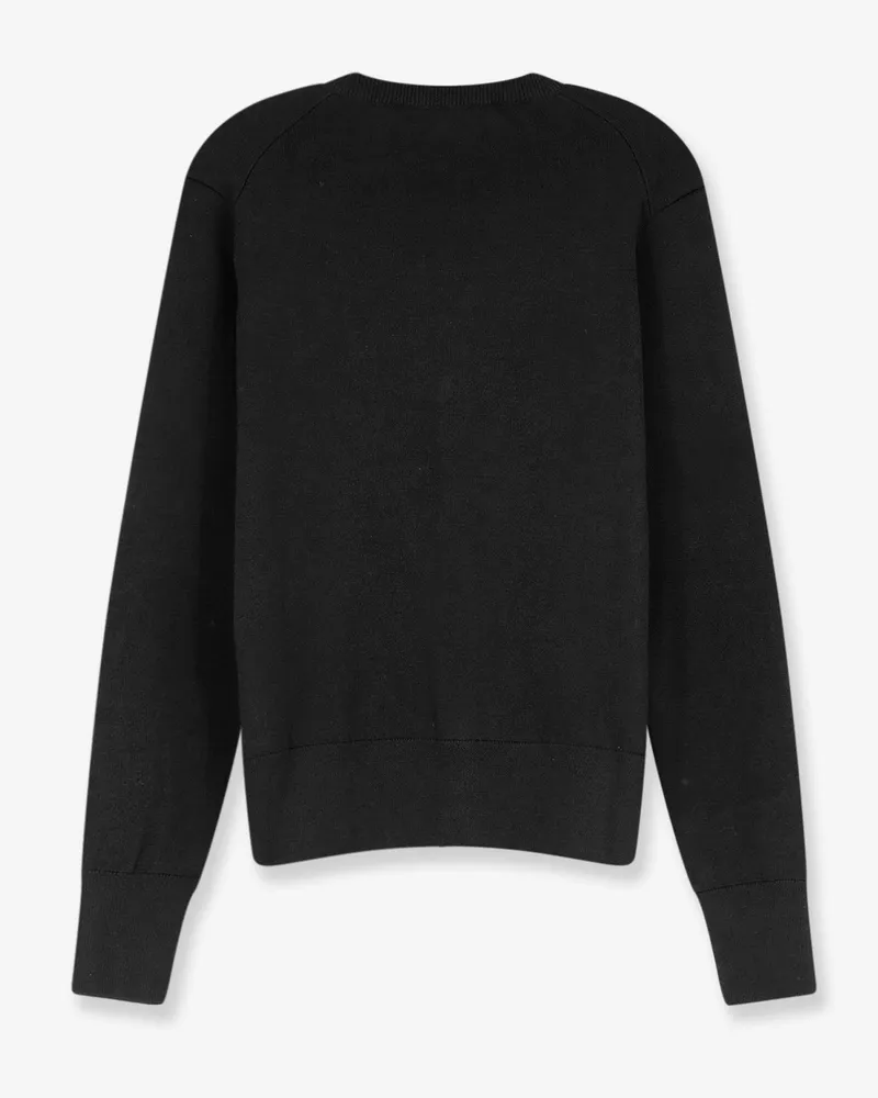 AMI Paris Men's Wool Cardigan With Logo Embroidery Black Sweater Black