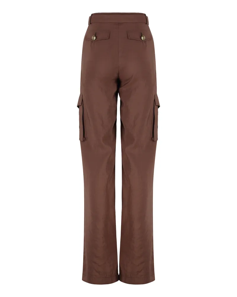 Versace Jeans Women's Versace Cargo Trousers Brown Modal Wide-Leg Brown