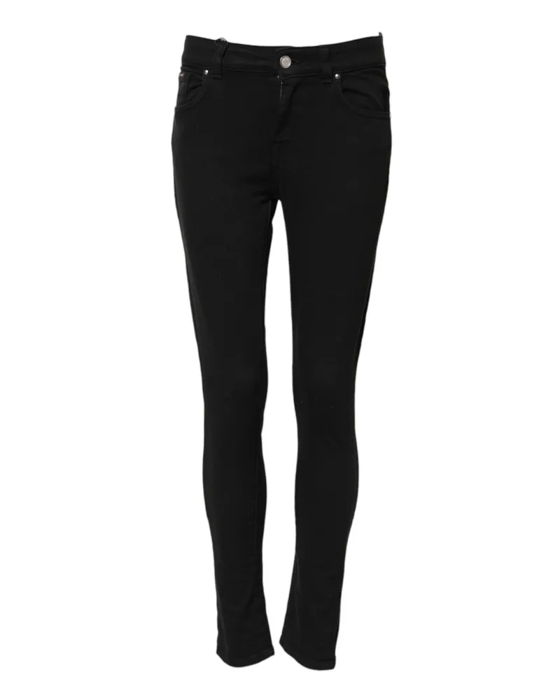 Dolce & Gabbana Women's Black Cotton Stretch Slim Fit Denim Jeans Elastane Clothing Black