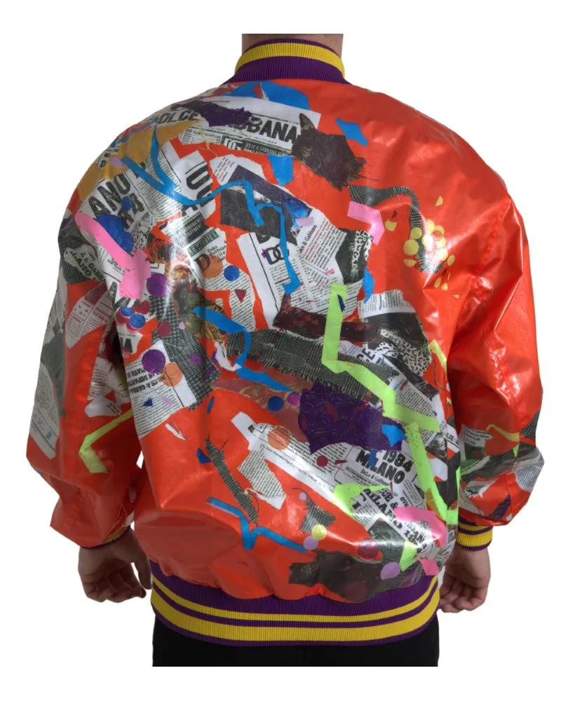 Dolce & Gabbana Men's Orange Polyester Button Blouson Jacket Clothing Orange