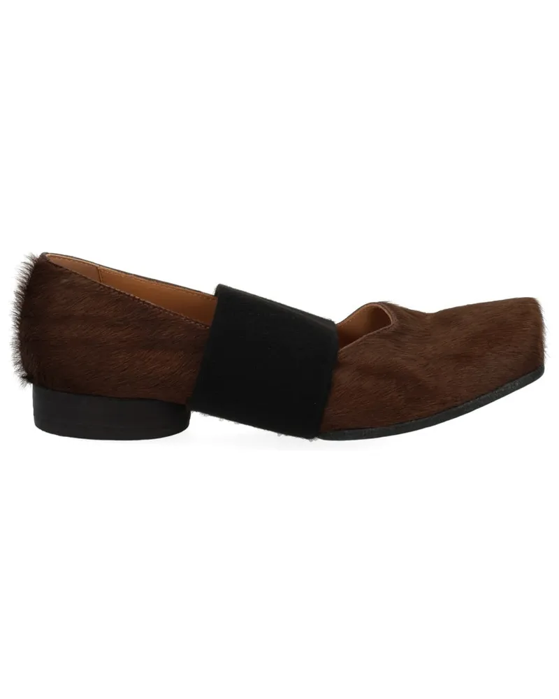 Uma Wang Leather Square Toe Flat — Brown Brown