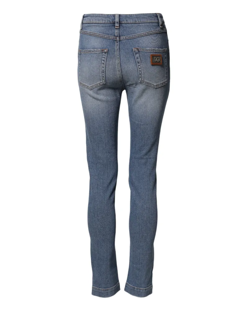Dolce & Gabbana Blue Washed Cotton Skinny Jeans — Blue Blue