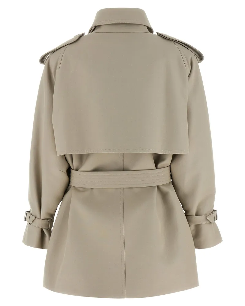 Max Mara Double-Breasted Cotton Trench Coat — Beige Beige
