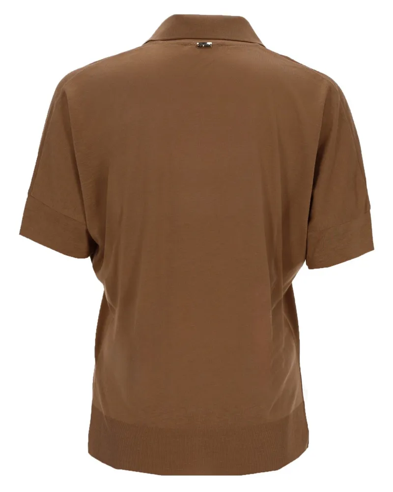 Herno Cotton-Blend Lyocell Polo Shirt — Brown Brown