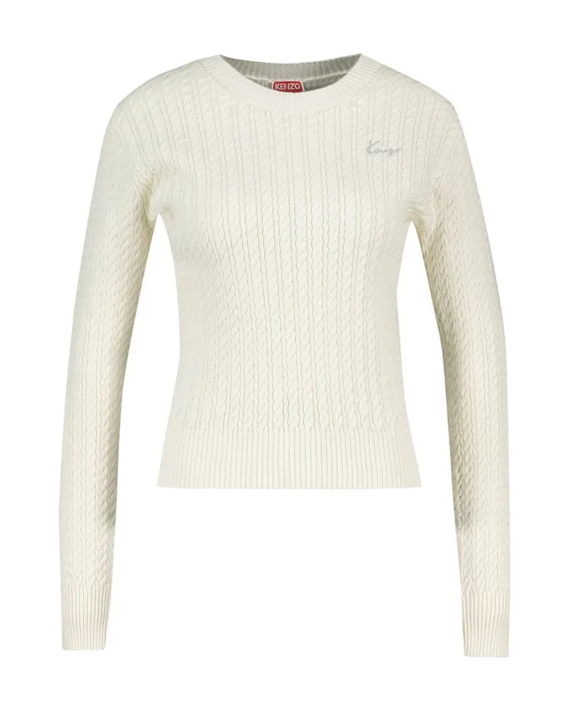 Kenzo Women Cable-Knit Cotton Sweater White White
