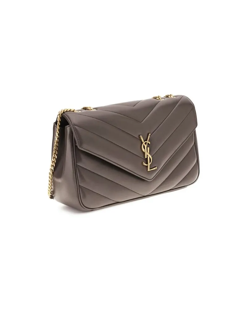 Saint Laurent Women's Gray Lamb Ovis Aries Shoulder Bag Gray