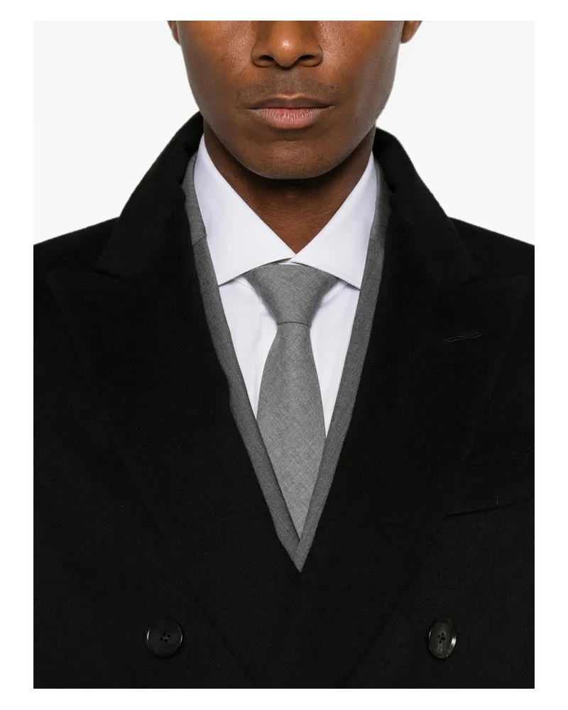 Caruso Double-Breasted Wool Coat — Black Black