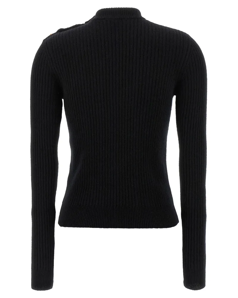 Balmain Ribbed Cashmere and Virgin Wool Sweater — Black Black