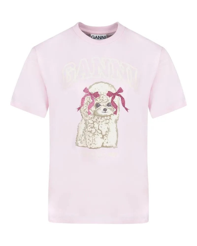 Ganni Women's Basic Cotton Jersey T-Shirt -  Pink Concept-Store Ready-To-Wear Pink