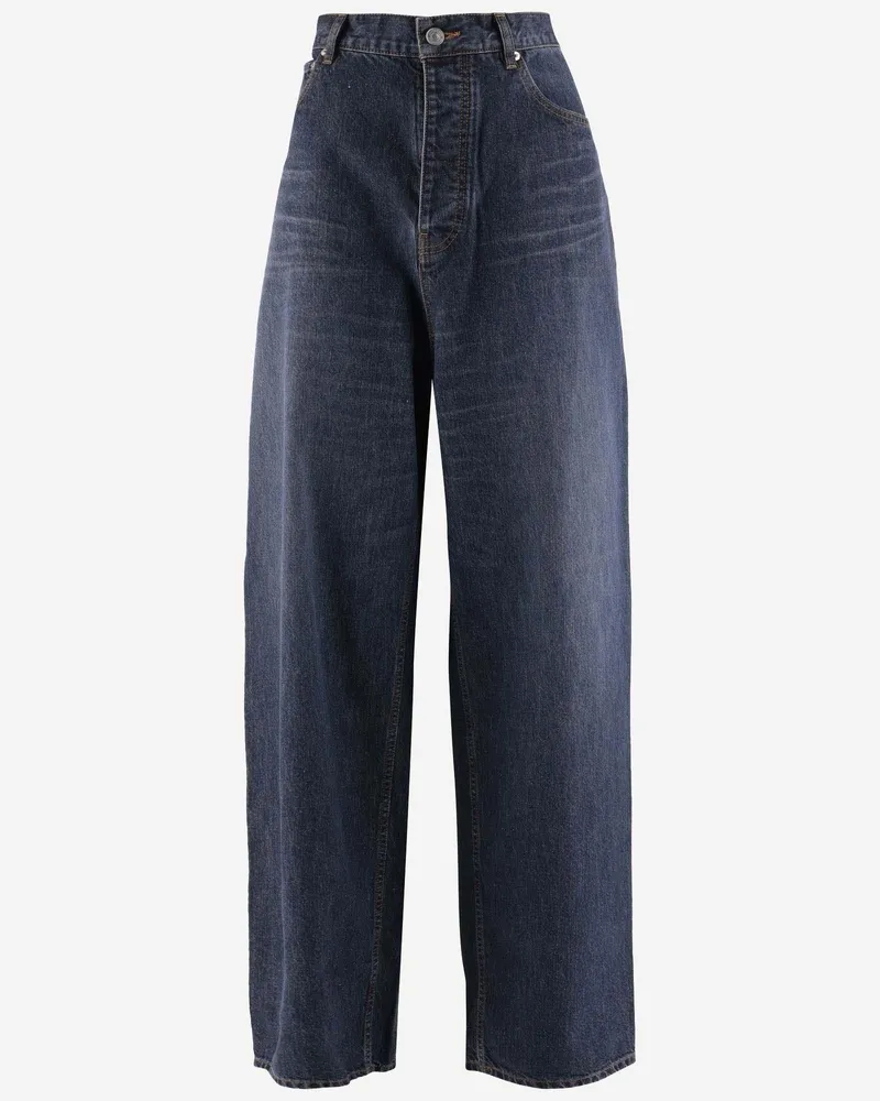 Balenciaga Women's Jeans Wide-Leg Denim Cotton Blue