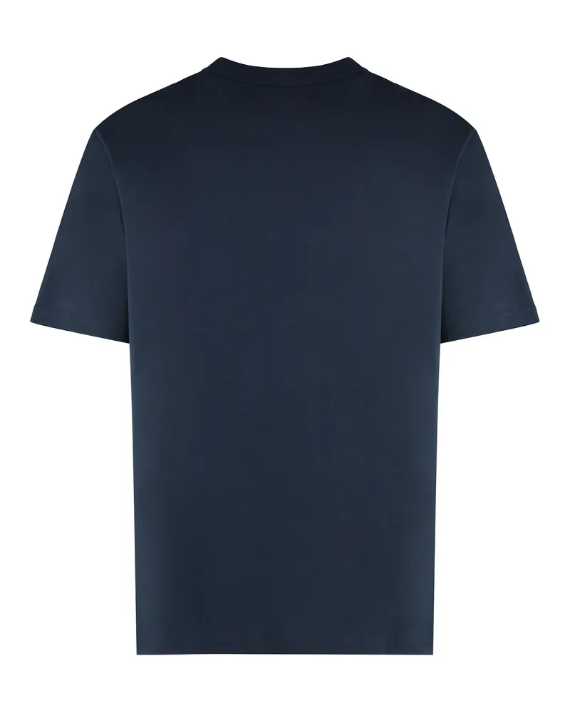 A.P.C. Men's Crew-Neck T-Shirt Dark Navy-Ecru Cotton T-Shirts Navy/ecru And Polos Navy