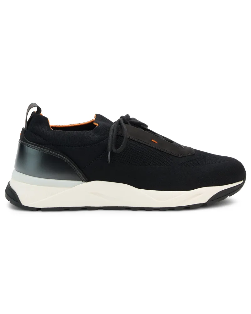 Santoni Minimalist Low-Top Sneaker — Black Black