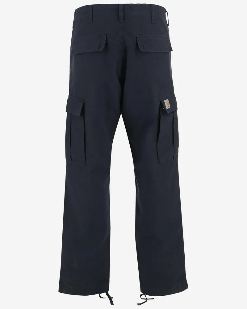 Carhartt WIP Men's Cotton Cargo Pants With Logo Navy Trousers Navy