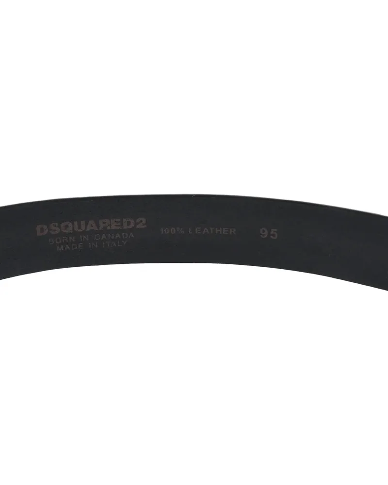 Dsquared2 Men's Logo Leather Buckle Belt Black Accessories Black