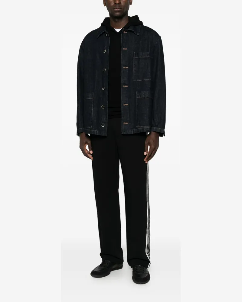 Emporio Armani Cotton Side-Stripe Joggers — Black Black