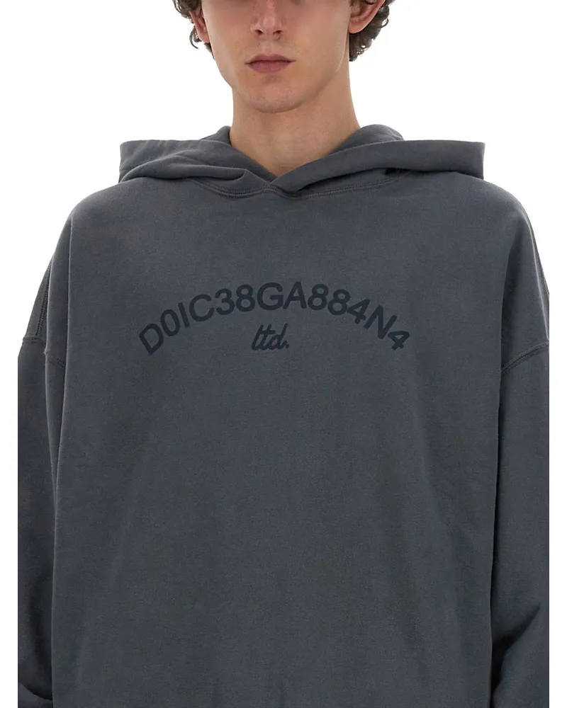 Dolce & Gabbana Logo-Embroidered Cotton Sweatshirt — Grey Grey