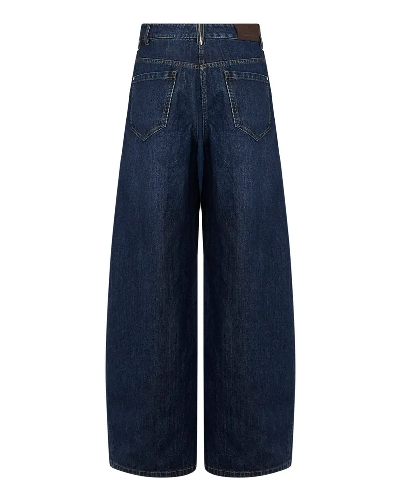 Brunello Cucinelli Women's Jeans Authentic Wide Blue Cotton Blue