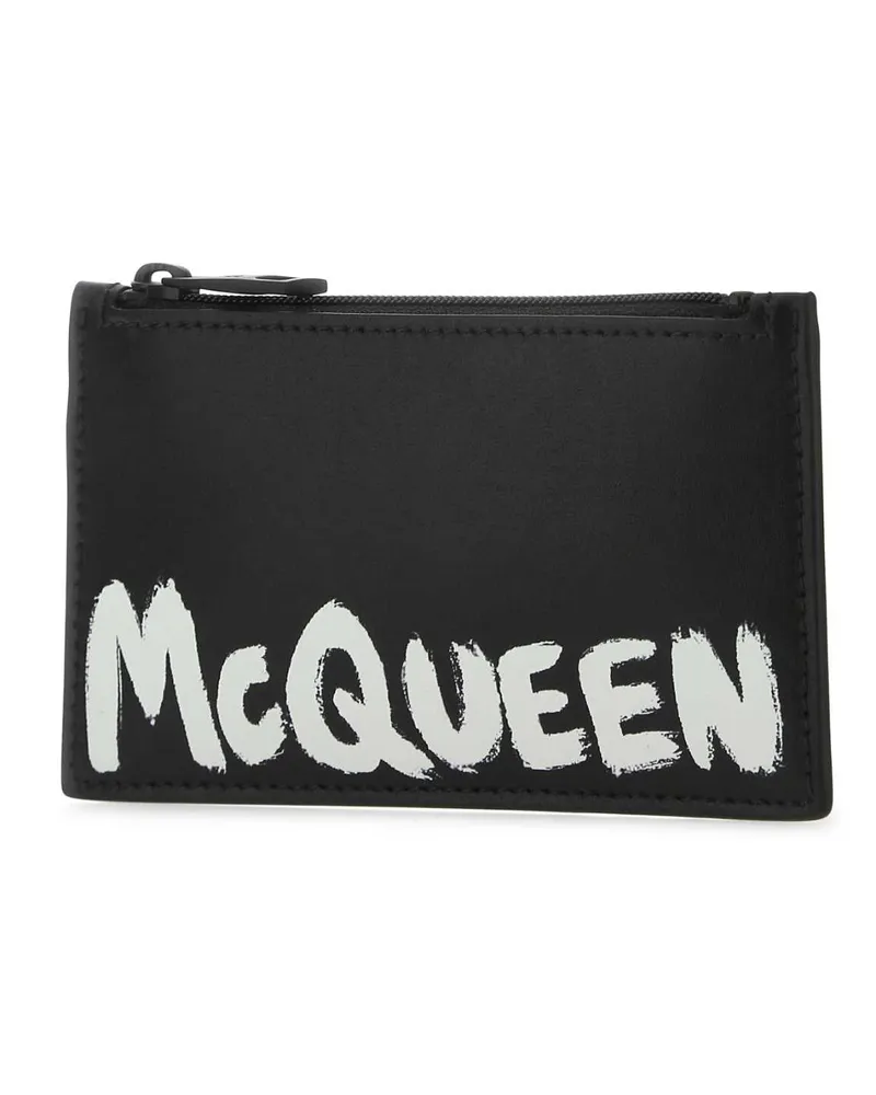 Alexander McQueen Men's Black Leather Card Holder 1070 Exterior: Portafogli Wallet Black