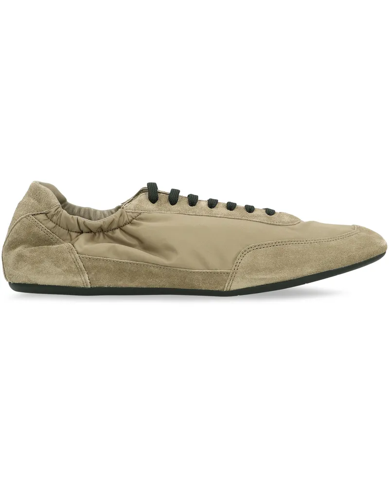 Prada Men's Collapse Sneakers Re-Nylon And Suede Leather Khaki Polyamide Trainers Khaki