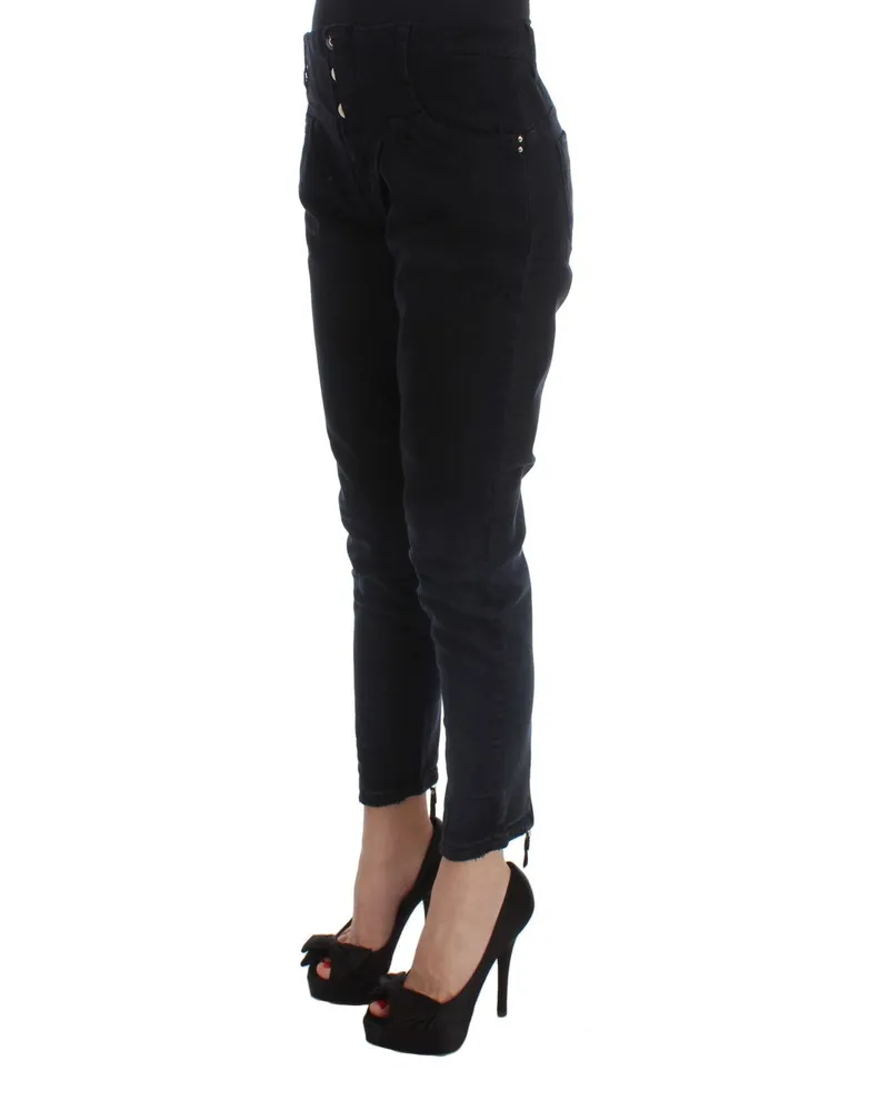 CoSTUME NATIONAL Women's Black Cotton Slim Fit Cropped Jeans Clothing Black